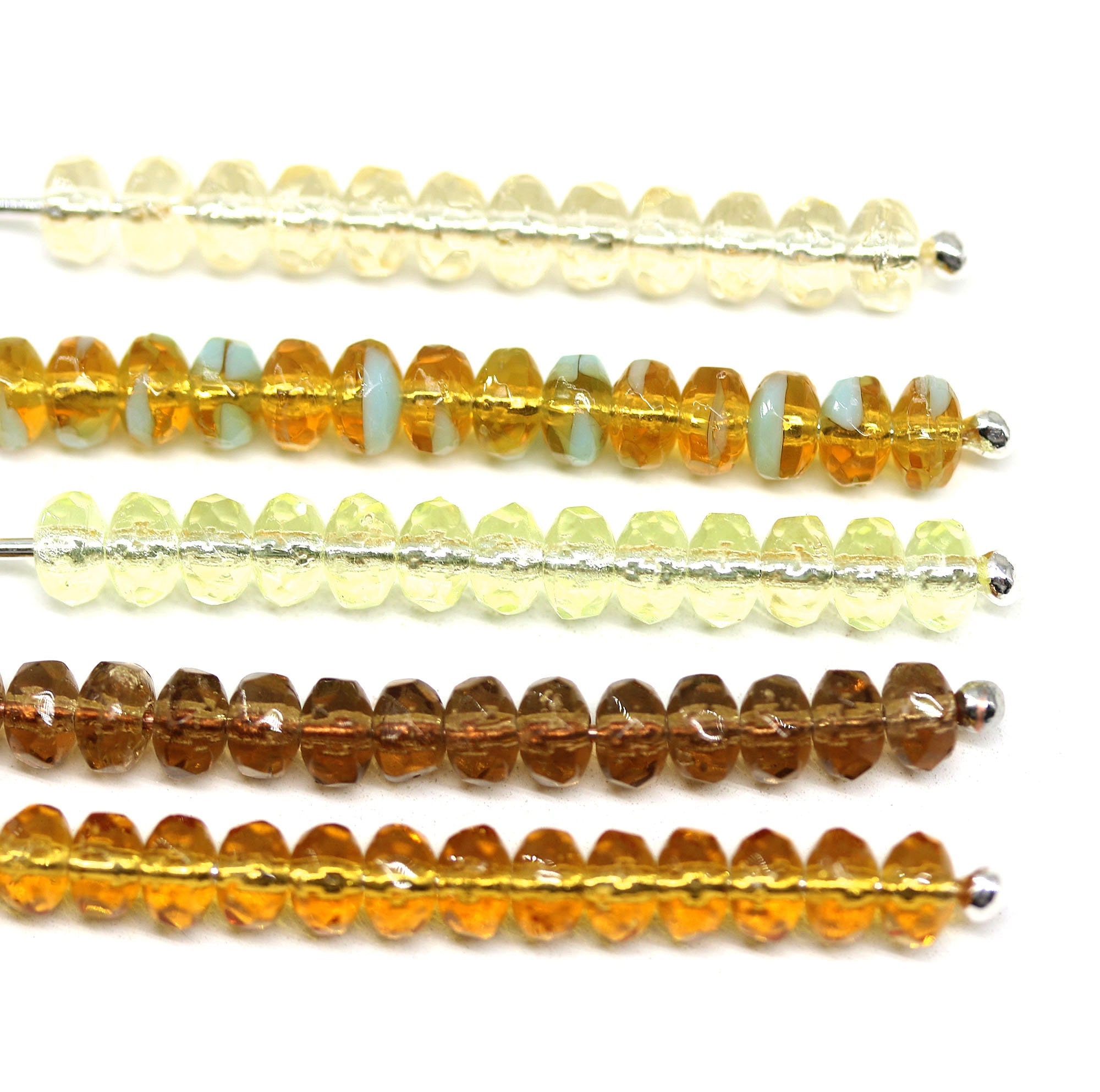 Topaz Czech Rhinestone Rondelle Beads, 4-12mm 100pcs