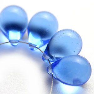 10 cuentas de lágrima de cristal azul zafiro de 14 mm, briolettes checos grandes, 6 unidades - 6211
