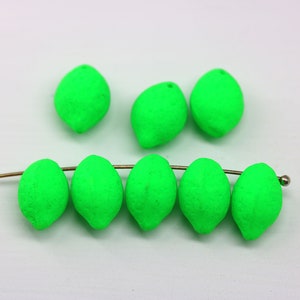 Lemon beads Czech glass lime fruit beads Vegan jewelry 14x10mm image 5