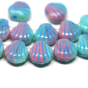 Blauwroze Tsjechische glaskralen: 9 mm, geboord aan de zijkant (20 stuks)