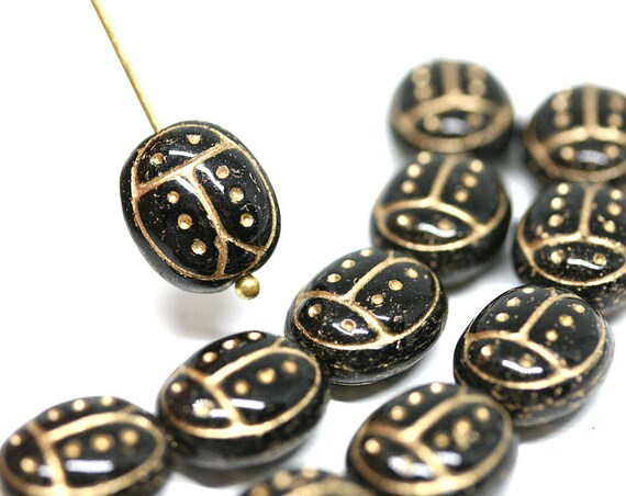 ladybird beads 10 antique silver vintage style jewellery supplies C519