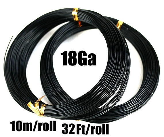32ft 18 Gauge Wire, 1mm Thick Black Aluminum Craft Wire, 10m Roll, Colored  Wire for Jewelry Making LC112 