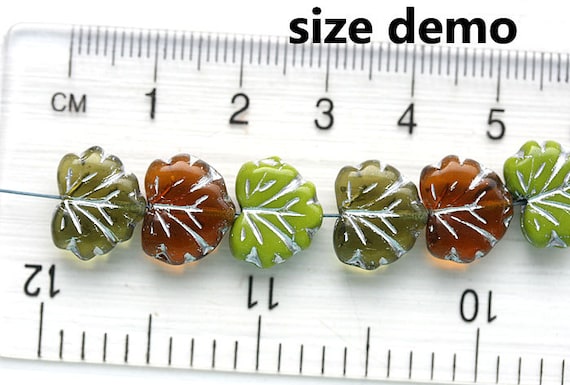 Czech Glass 11x13mm Maple Leaf Beads - Crystal Copper