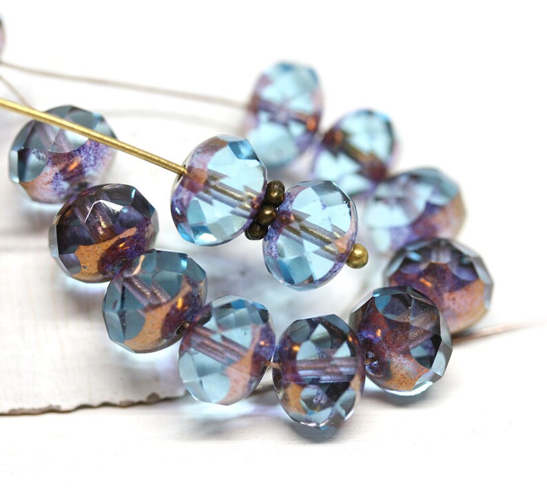 25 6 mm Czech Glass Firepolish Beads Topaz//Montana Blue