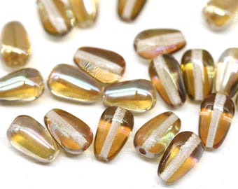 10 x 6 mm Perles en verre tchèque, topaze fumée, forme de larme, 20 pièces - 1041