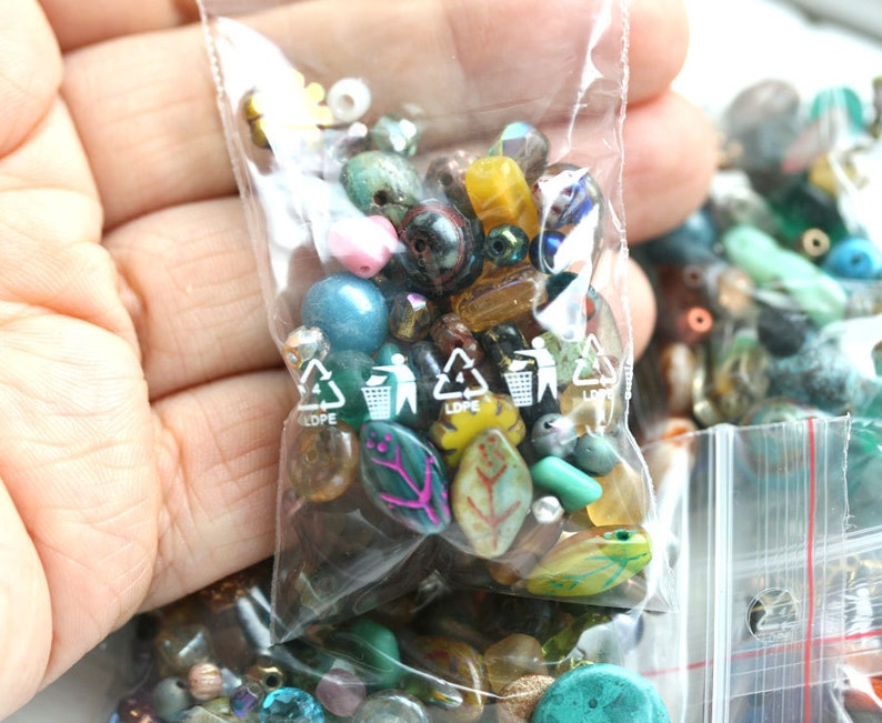 Czech glass beads mix for jewelry making, Surprise grab a bag 20g bead soup, DIY beading supplies image 5