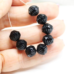 9mm Black czech glass bicone fire polished beads 10Pc 5636 image 3