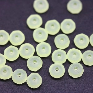 6x3mm Frosted jonquil yellow rondelle beads, fire polished czech glass spacers seaglass yellow, 25Pc 4078 画像 5