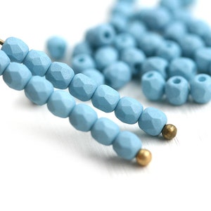 3mm Blue fire polished beads - Matte Blue Special Coating - czech glass faceted beads, 3mm spacers - 50Pc - 1806