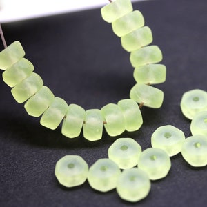 6x3mm Frosted jonquil yellow rondelle beads, fire polished czech glass spacers seaglass yellow, 25Pc 4078 image 4