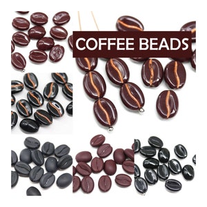 Coffee bean beads Czech glass beads brown coffee bean black coffee beads 15pc