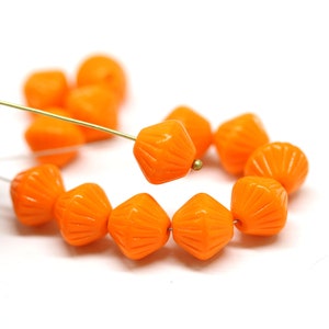 11mm Bright orange czech glass large bicone pressed beads 10pc 2138 image 6