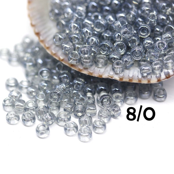 Perles TOHO grises taille 8/0 Transparent Lustre Noir Diamant N 112 kumihimo rocailles perles rondes en verre - 10g - S873