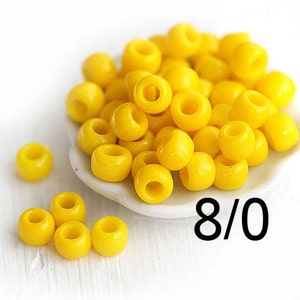 Yellow TOHO seed beads size 8/0, Opaque Sunshine N 42B, yellow round japanese glass rocailles 10g - S915