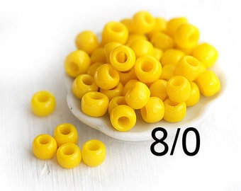 Yellow TOHO seed beads size 8/0, Opaque Sunshine N 42B, yellow round japanese glass rocailles 10g - S915