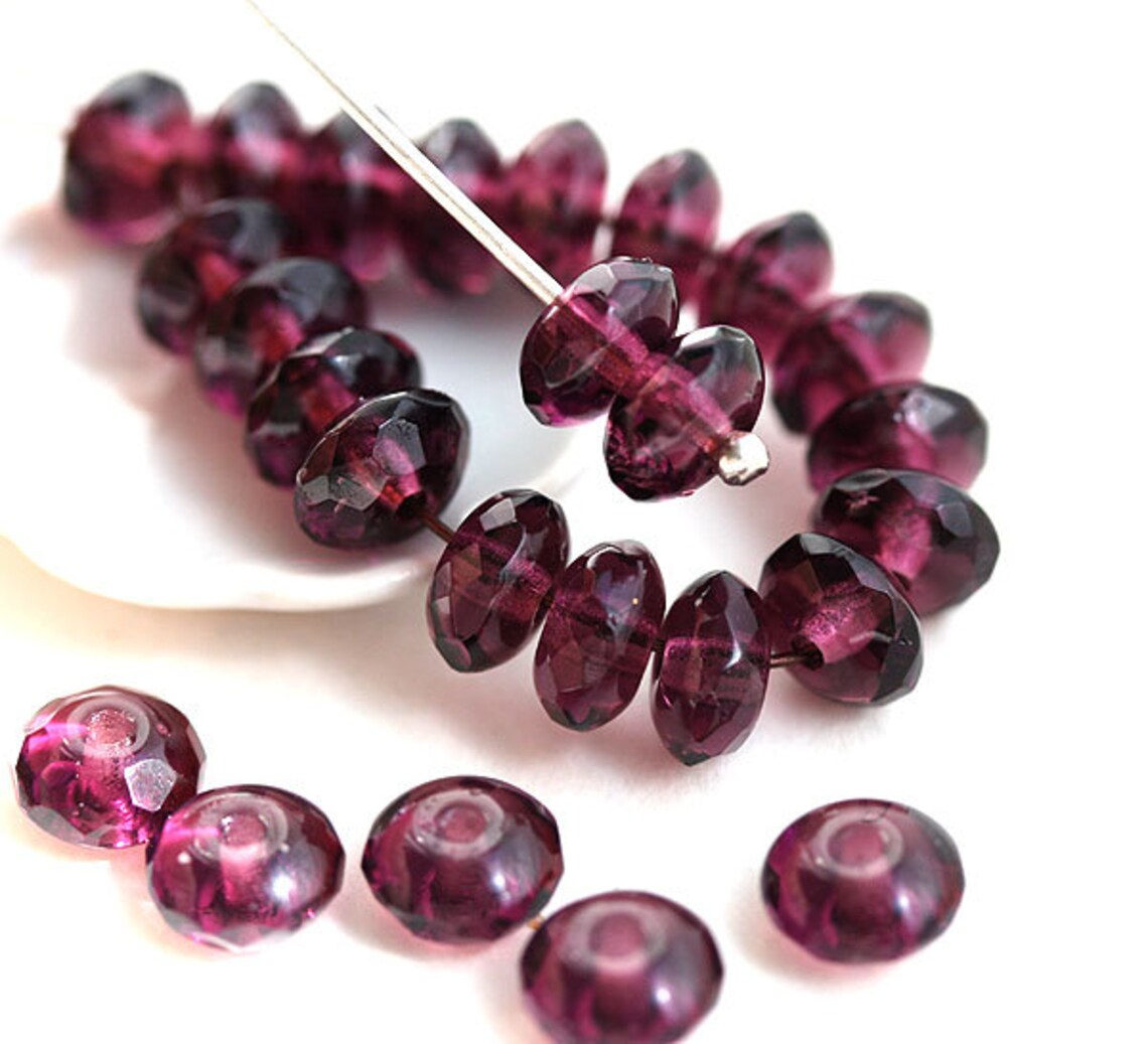 50pc Dark Purple Spacer Beads Amethyst Purple Czech Glass Etsy