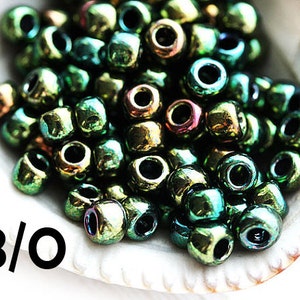 TOHO Seed beads size 8/0 Higher Metallic Iris Green N 507 rocailles japanese glass beads - 10g - S792