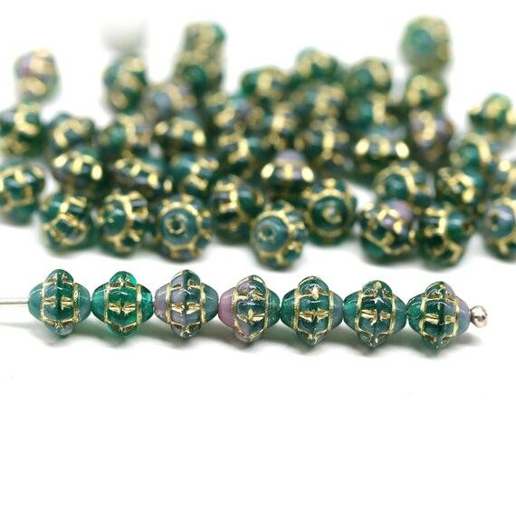 thumbnail image 2 of 50 X Emerald Isle Bicone Czech Glass Beads – 6mm – Green, Made In Czech Republic 2 of 6