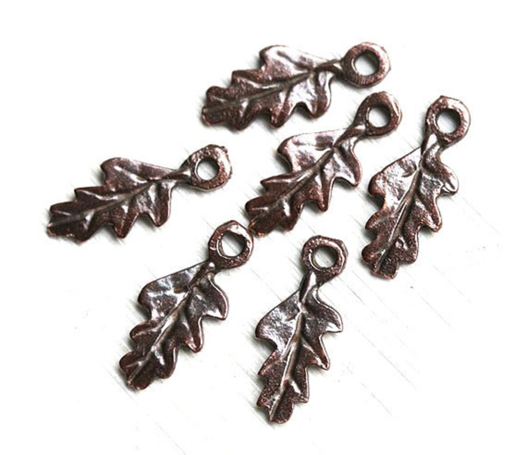 Copper Leaf Charm Small Metal Leaves Greek Casting Dark Brown Etsy