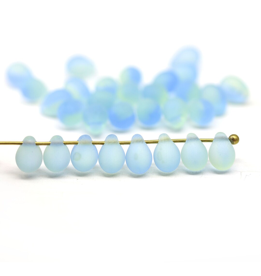 6mm Round Green Seaglass Beads – Frosted Matte Finish, 33-Piece Pack, Glass