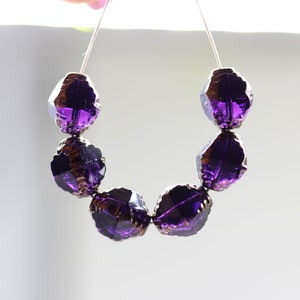 10x8mm Very dark purple bicone fire polished czech glass beads golden edge, 8Pc 5659 image 2