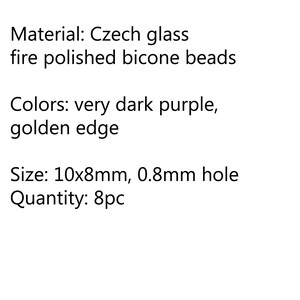 10x8mm Very dark purple bicone fire polished czech glass beads golden edge, 8Pc 5659 image 6