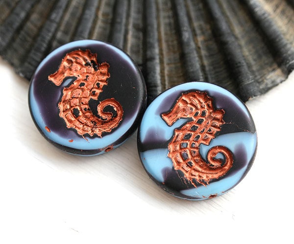 Collana Con Perline Con Ciondolo Cavalluccio Marino In Vetro - Italia - Foto 9