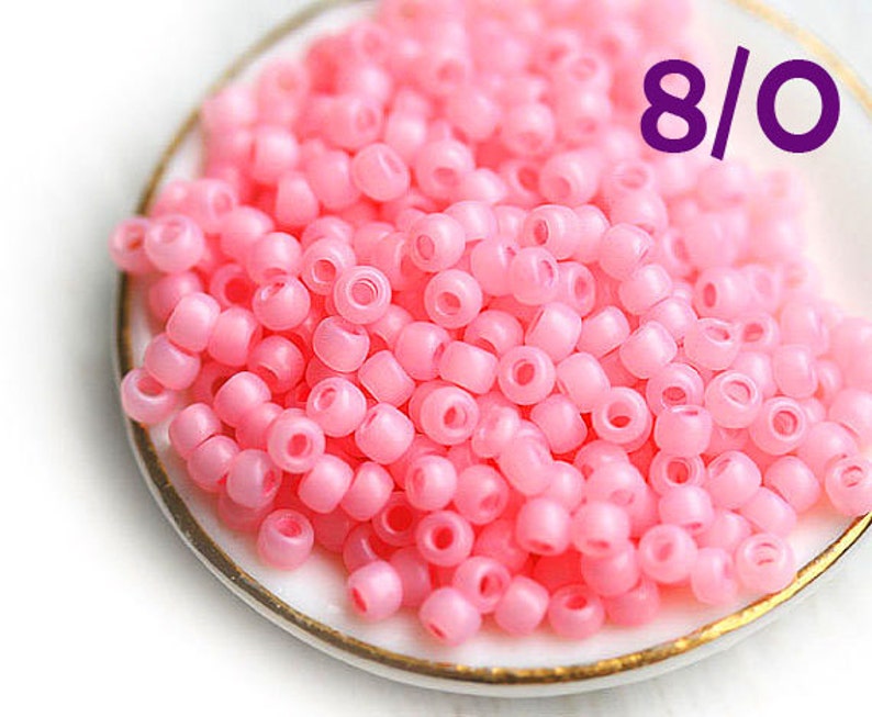 S681 Pink seed beads size 80 Toho rocaille round kumihimo beads 10g Frosted Innocence Pink N 145F