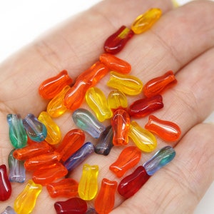 Glass fish beads mix Czech glass red orange yellow fish 9x5mm, 40Pc 1457 image 3