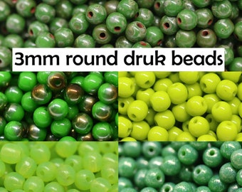 3mm Green beads Czech glass round druk beads small spacers spring colors 120pc