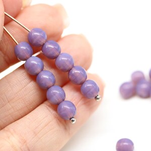 6mm Opal purple round druk beads Czech glass pressed spacers 30Pc 3982 image 3