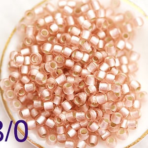 10g TOHO seed beads size 8/0, Silver Lined Frosted Rosaline 31F, pink seed beads, rocailles - S953