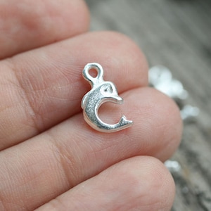 6 ciondoli a forma di delfino in argento, piccoli delfini, perline in metallo fuso greco per gioielli nautici da spiaggia - 14 mm - F241