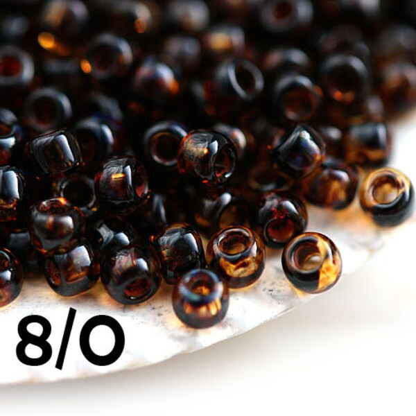 Picasso Seed beads TOHO, size 8/0, Transparent Lt. Topaz Picasso, Y313, hybrid, japan seed beads - 10g - S705