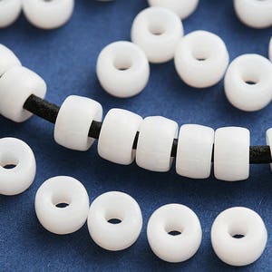 Perline di vetro ceco White Pony Roller da 6 mm, foro da 2 mm, 40 pezzi - 0805