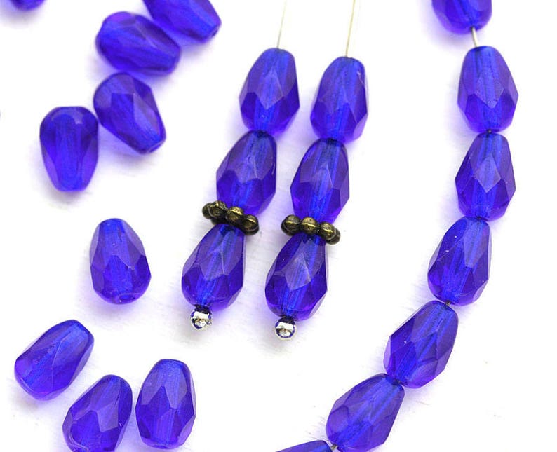 7x5mm Cobalt Blue Teardrop Beads Dark Blue Czech Glass Pear Etsy