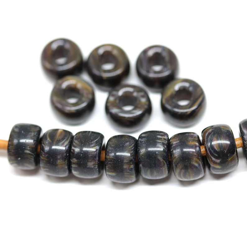 9mm Dark brown pony beads Black brown Czech glass roller beads 3 9mm Dark brown pony beads Black brown Czech glass roller beads 3