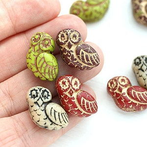 4pc Fancy Owl Beads Czech glass owl beads Purple glass Earring Pairs Large Bird Bead 2784 image 4