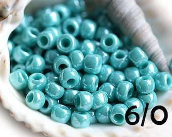 TOHO seed beads size 6/0, Opaque Lustered Turquoise N 132, japanese glass beads 10g - S356