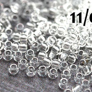 Clear TOHO seed beads size 11/0, Transparent Crystal N 1, crystal clear japanese kumihimo beads 10g - S071