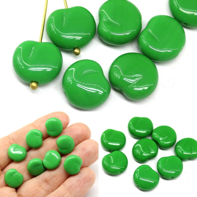 Apple Beads Czech Glass Fruit Beads Vegan Jewelry DIY Green Etsy