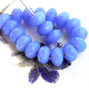 4x7mm Cornflower blue czech glass beads rondels gemstone cut blue glass beads, fire polished rondelle - 25pc - 2042