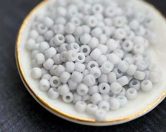 Pale gray TOHO seed beads size 11/0 Opaque Pastel Frosted Light Grey 767 kumihimo rocailles - 10g - S232