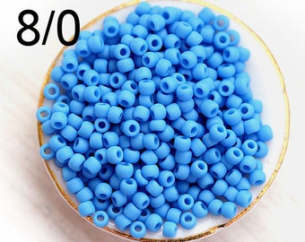 Blue Seed beads TOHO size 8/0 Opaque Frosted Cornflower N 43DF rocailles blue glass beads - 10g - S913