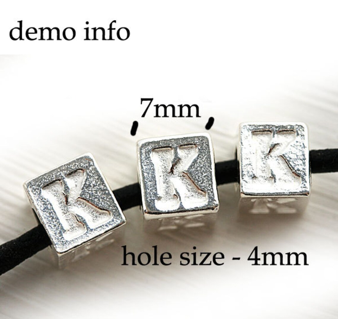 Alphabet Letter Beads Silver Letter W 7mm Metal Letters | Etsy