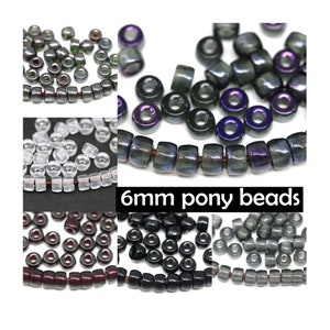 Perline Pony da 6 mm, perline di vetro ceco con foro da 2 mm, perline distanziatrici rotonde nere, 40 pezzi