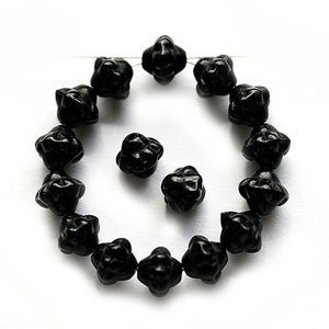 6mm Jet black fancy bicone czech glass beads, pressed 50Pc 1239 image 2