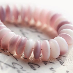 25pc Pink rondelle beads, Lilac Pink White czech glass spacers rondels, pressed beads 9mm 0089 image 2