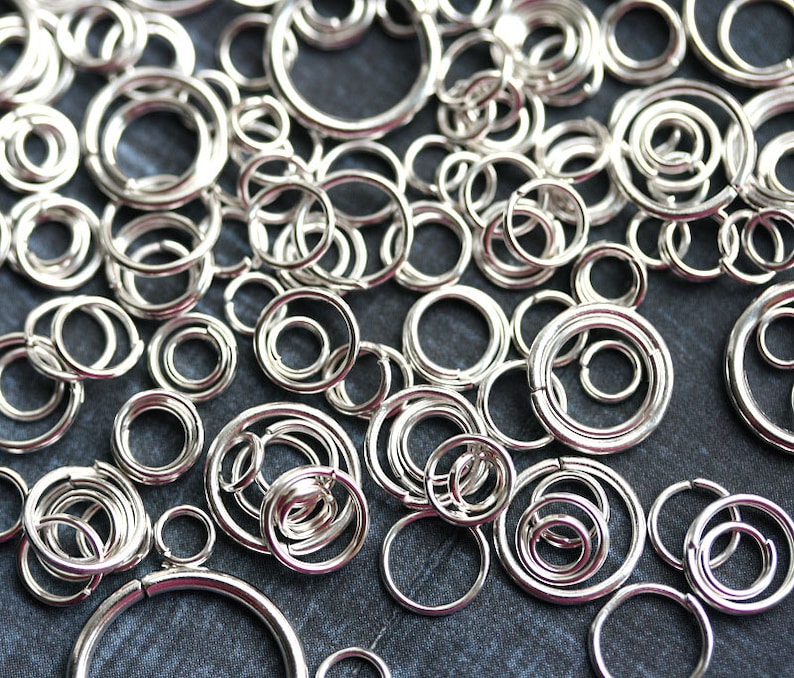 300pc Silver Plated Jump Rings MIX Single and Double Loops | Etsy