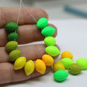 Lemon beads Czech glass lime fruit beads Vegan jewelry 14x10mm image 8